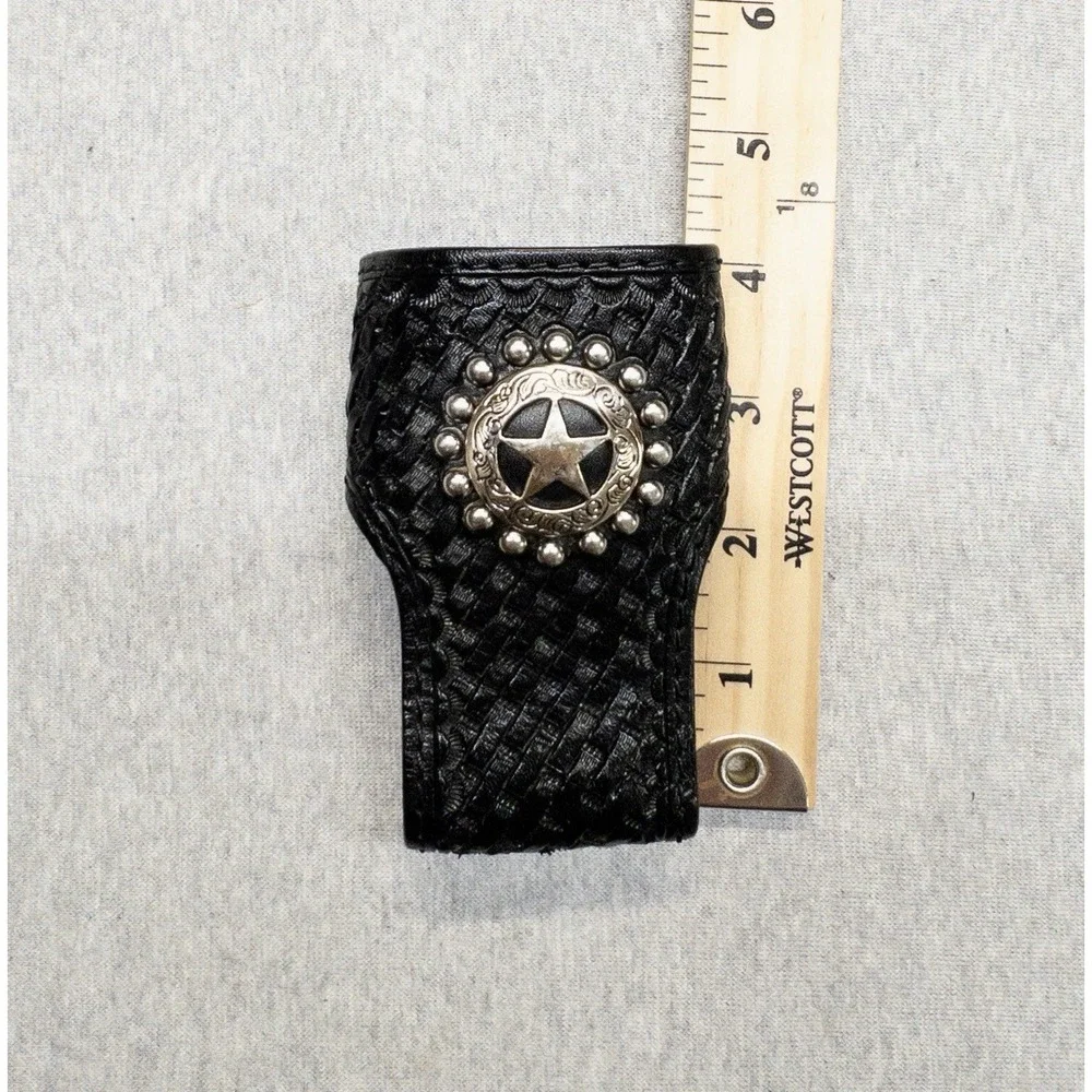 Hand Tooled Basket Weave Utility‎ Belt Clip On Radio Holster Texas Concho Tools